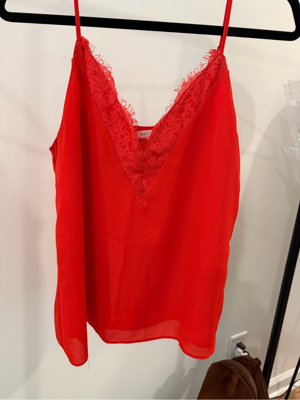 Socialite orange Lace V-Neck Camisole with Spaghetti Straps